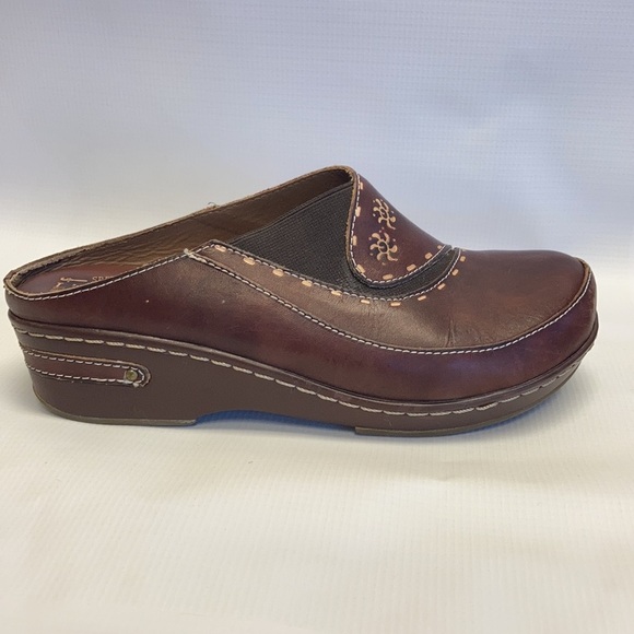 Spring Step L’Artiste brown hand painted clog Chino Clog mule open back comfort - Picture 11 of 16